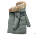 Children Winter Coat Snow Wear Kids Boy Outerwear Big Fur White Duck Down Long Style Zipper Solid Color Boy Jacket